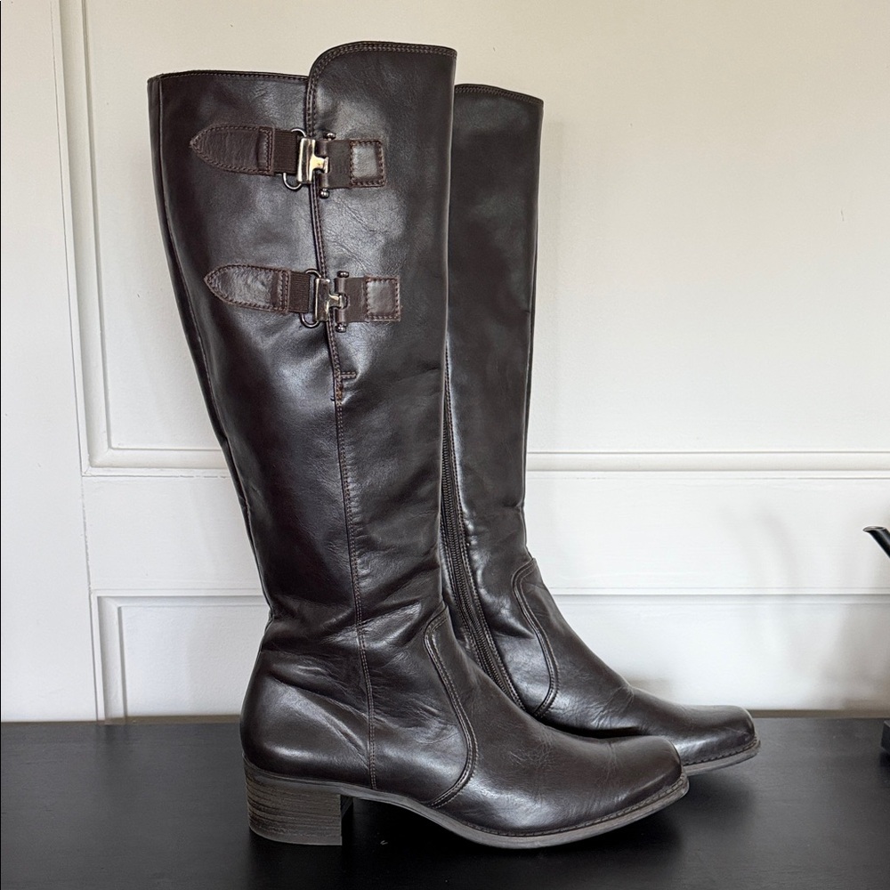 Paul Green Dark Brown Knee high moto Boots